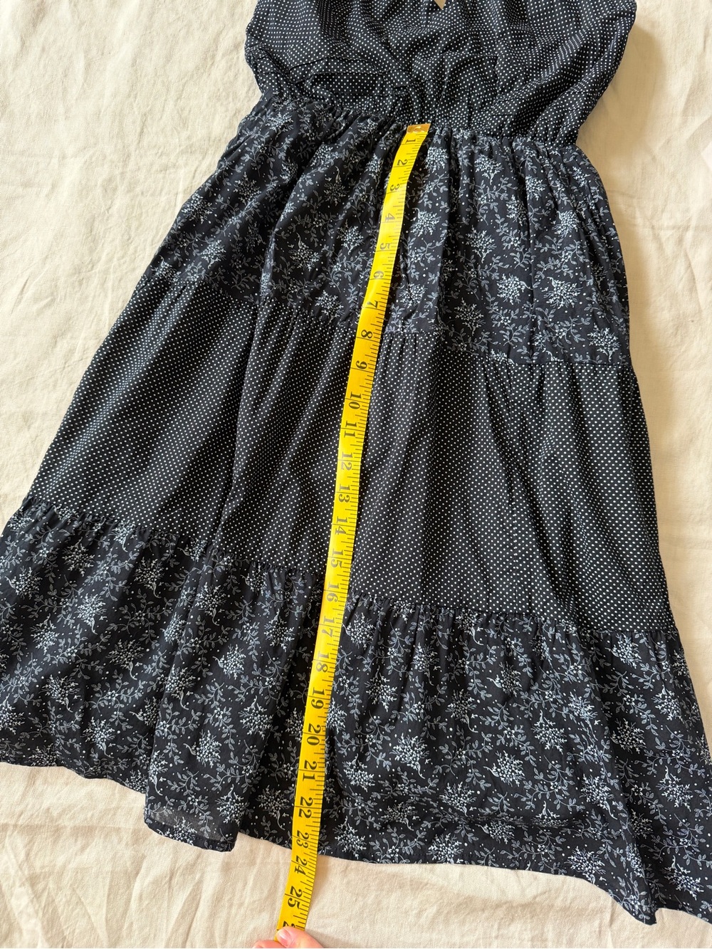 Vintage cotton Black Polka Dot and floral Halter dress medium - Picture 10 of 14